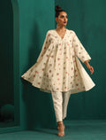 trueBrowns Ivory Multi Color Cotton Yoke Gathered Co-ord Set | Grocsy
