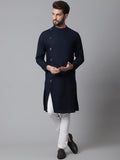 Indian Clothing Even Apparels Blue Sherwani Kurta With Asymetrical Cut | Grocsy