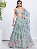 House of Panchhi Pink Georgette Sequins And Thread Embroidery Lehenga Choli & Dupatta | Grocsy