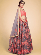 Tulsi Art Grey Floral Embroidered Net Bridal Lehenga Choli | Grocsy