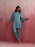 trueBrowns Light Blue Modal Straight Kurta Co-ord Set | Grocsy