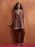 trueBrowns Brown Print Flared Co-ord Set | Grocsy