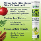 BOOSTIQ Apple Cider Vinegar With Moringa Effervescent Tablets - Green Apple Flavour | Grocsy