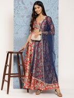 Ahalyaa Printed Zari Ready to Wear Lehenga & Blouse With Dupatta | Grocsy