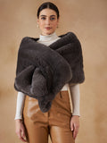 InWeave Slaty Grey Long Faux Fur Cape | Grocsy