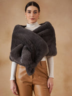 InWeave Slaty Grey Long Faux Fur Cape | Grocsy