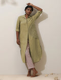trueBrowns Fern Green Crochet Natural Cotton Kurta Pant Set | Grocsy