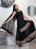 Teeya Creation Black Color Faux Georgette Heavy Embroidery Work Fully Stitched Sharara Suit | Grocsy