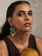 trueBrowns Silver Tone Handpainted Earrings | Grocsy