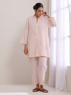 trueBrowns Pink Slub Relaxed Fit Co-Ord Set | Grocsy