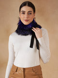 InWeave Women's Purple Black Fur Neckpiece | Grocsy