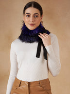 InWeave Women's Purple Black Fur Neckpiece | Grocsy