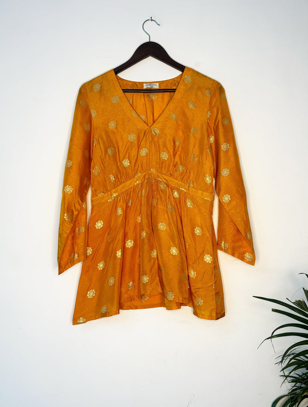 trueBrowns Mustard Zari Embroidered Top | Grocsy