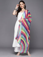 Ahalyaa Floral Printed High Slit Gotta Patti Pure Cotton Kurta With Palazzos & Dupatta | Grocsy