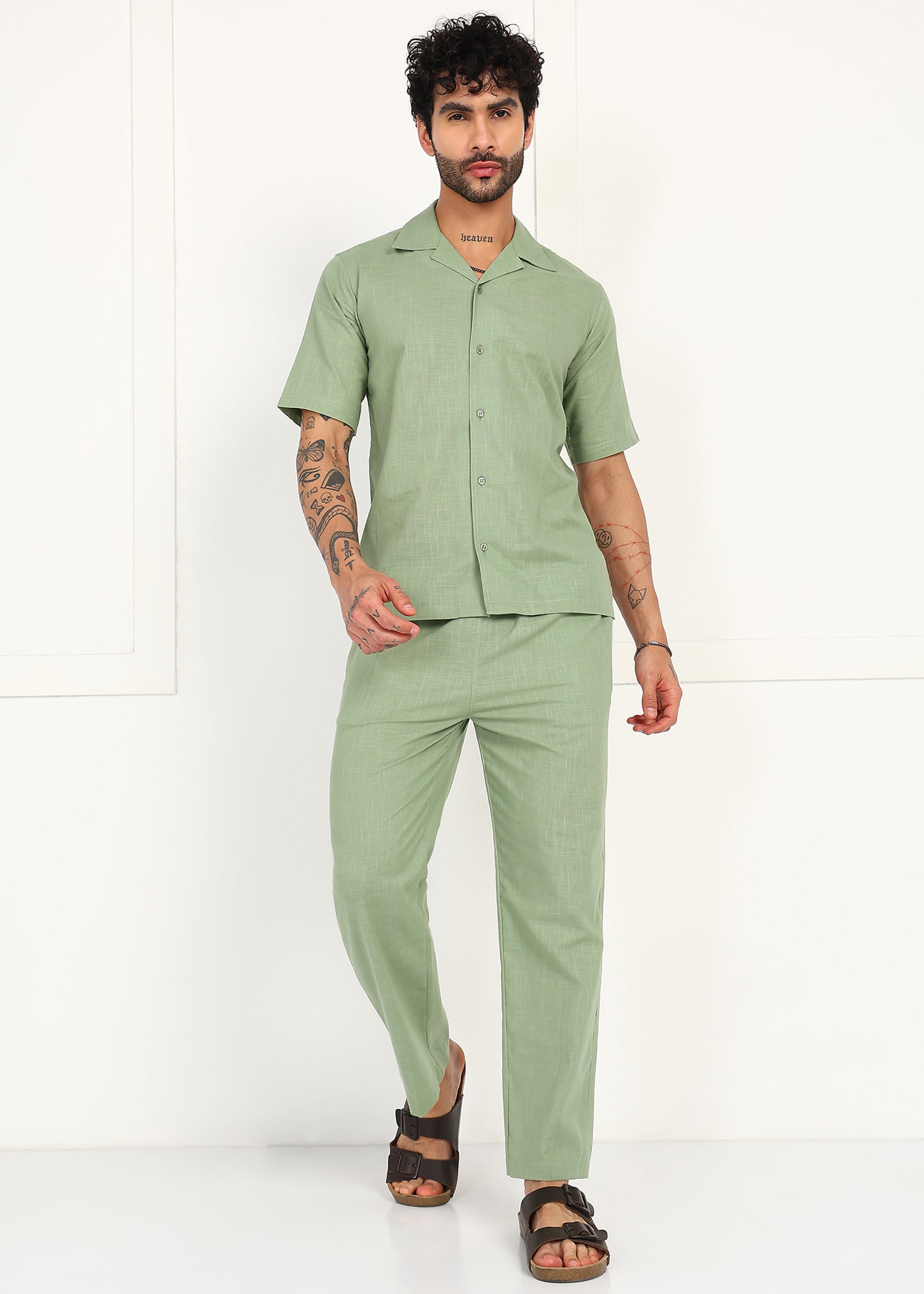 Fabmade Sage Flow Linen Co-Ord Set | Grocsy