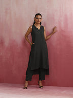 trueBrowns Dark Olive Green Cotton Dobby Kurta Set | Grocsy