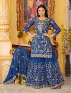 Yash Enterprise Trendy Fox Georgette Sequence Embroidery Readymade Blue Salwar Suit | Grocsy