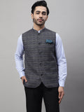 Even Apparels Men's Grey Nehru Jacket With Welt Pockets | Grocsy