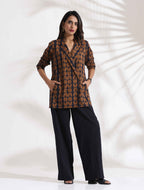 trueBrowns Black Cotton Print Jacket Top Co-ord Set | Grocsy
