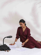 trueBrowns Maroon Dobby Co-ord Set | Grocsy