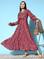InWeave Women's Wine Edgy Print Dress | Grocsy