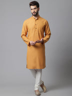 Even Apparels Yellow Solid Kurta With Band Collar | Grocsy