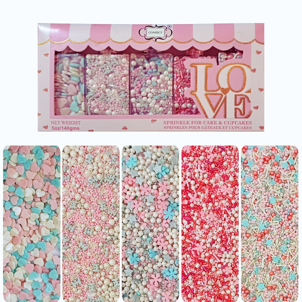 Confect Valentine Sprinkles | 17 Edible Decoration for Baking & Dessert | Grocsy