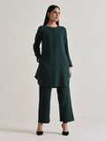 trueBrowns Dark Green Front Placket Co-Ord Set | Grocsy