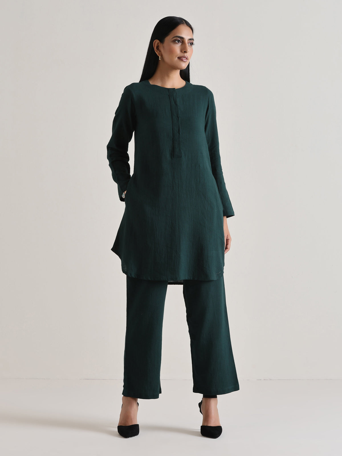 trueBrowns Dark Green Front Placket Co-Ord Set | Grocsy