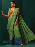 trueBrowns Green Muslin Silk Ready to Wear Saree | Grocsy