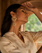 trueBrowns Gold-Polished Circle Drop Earrings | Grocsy