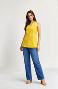 Myshka Women Yellow Schiffili Sleeveless Top | Grocsy
