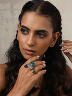 trueBrowns Silver Tone Stone Ghungroo Ring | Grocsy