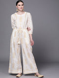Ahalyaa Off White Printed Basic Jumpsuit | Grocsy