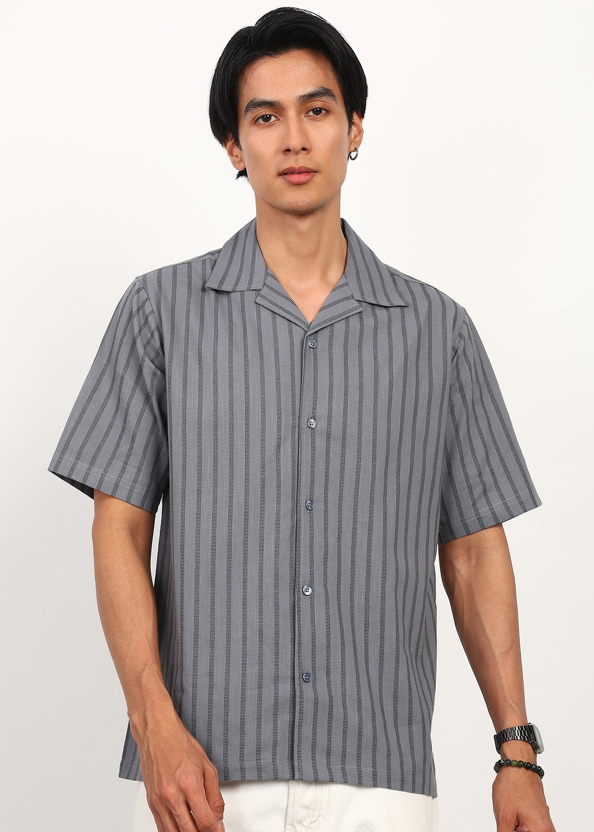 Fabmade Graphite Stripe Short-Sleeve Shirt | Grocsy