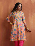 trueBrowns Orange Print Kurta Co-ord Set | Grocsy