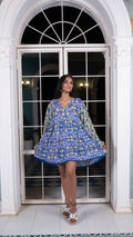 Noroke Cupro Muslin Blue Pottery Tunic Dress | Grocsy