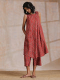 trueBrowns Rust Red Bagru Camel Print Cotton High-Low Co-Ord Set | Grocsy