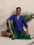 trueBrowns Blue Silk Kurta Set | Grocsy