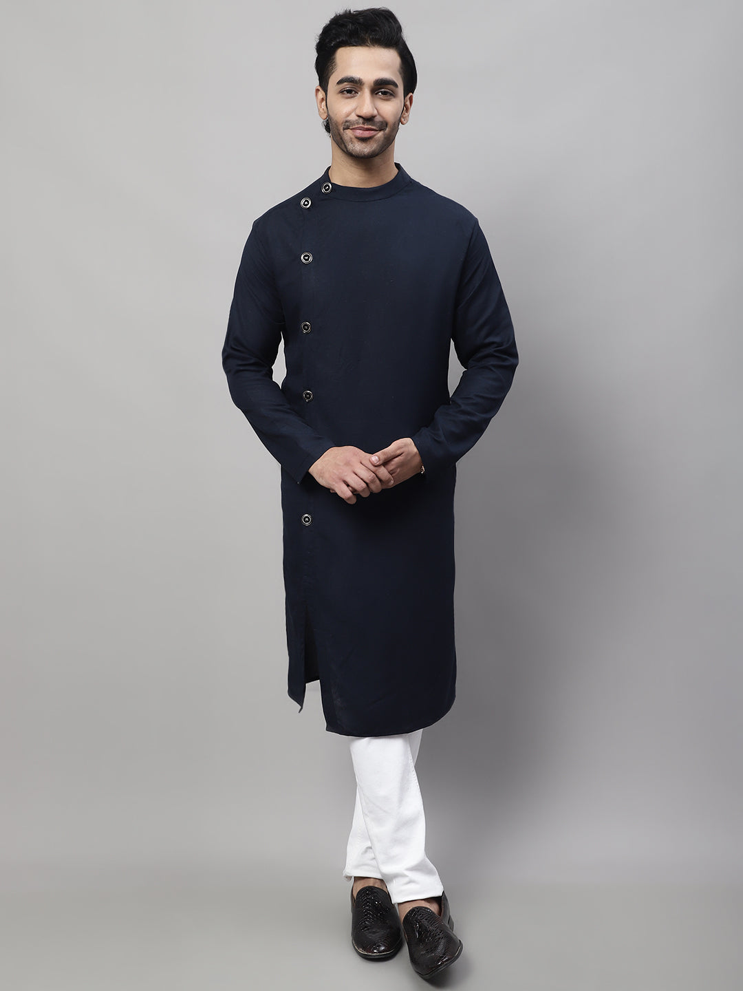 Even Apparels Blue Sherwani Kurta With Asymetrical Cut | Grocsy