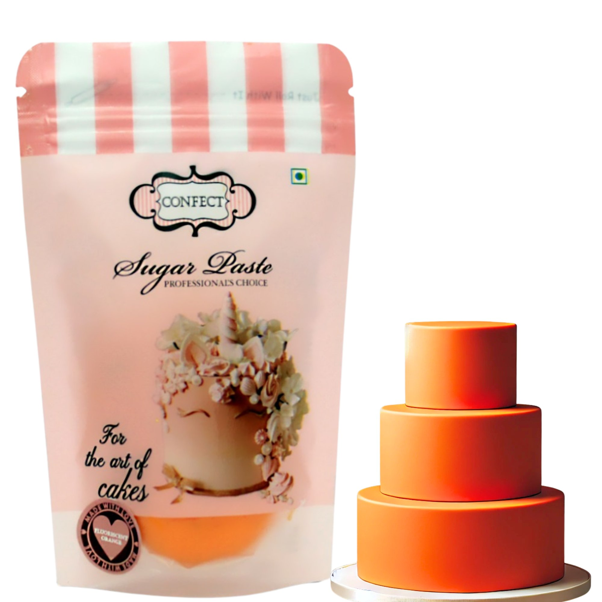 Confect Fluorescent Orange Fondant | Edible Sugarpaste | Grocsy