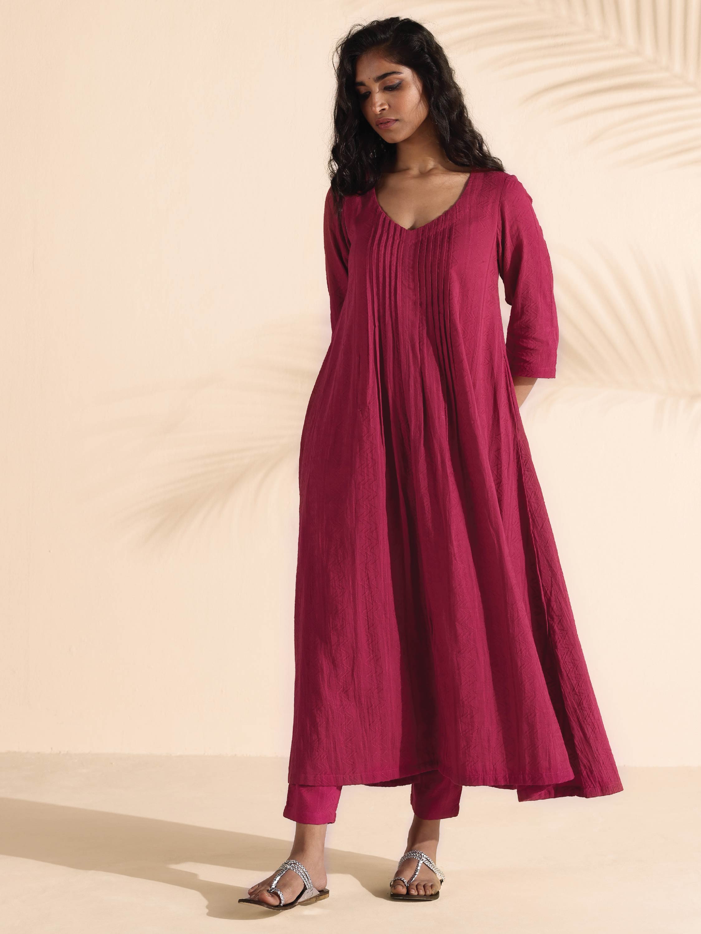 trueBrowns Carrot Cotton Dobby Kurta Pant Set | Grocsy
