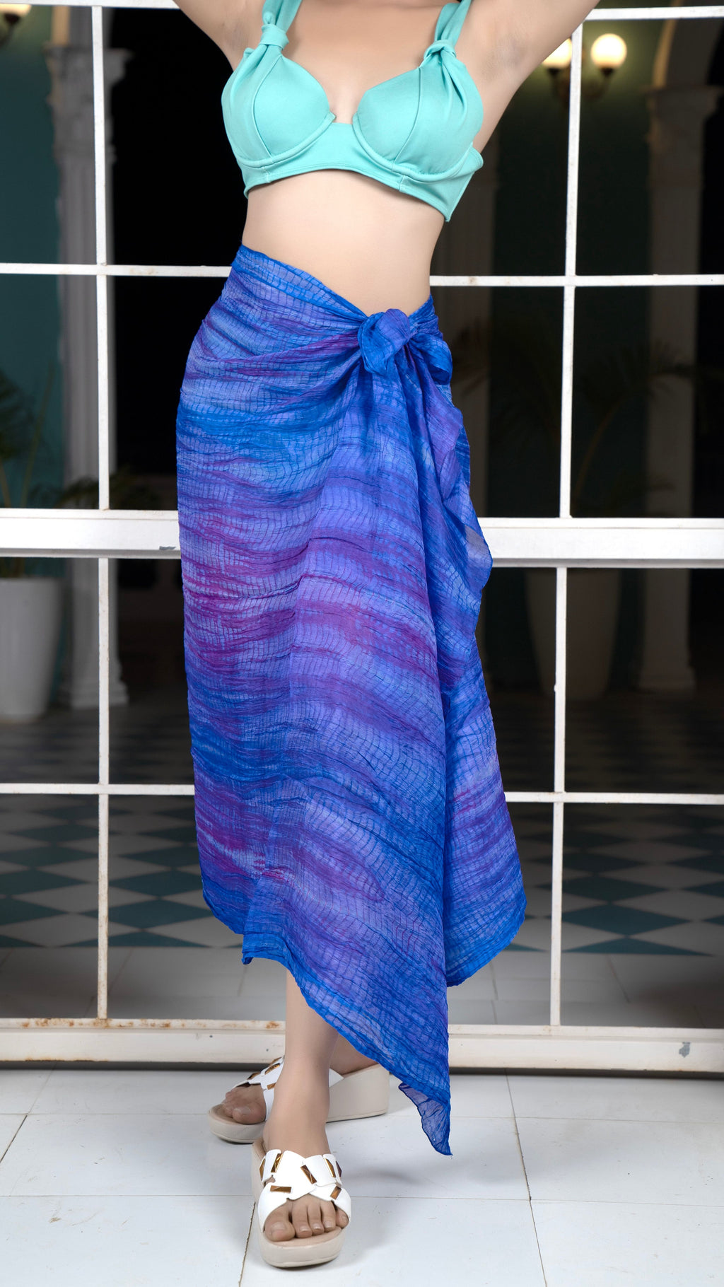 Noroke Silk Ultramarine Silk Sarong - Blue | Grocsy