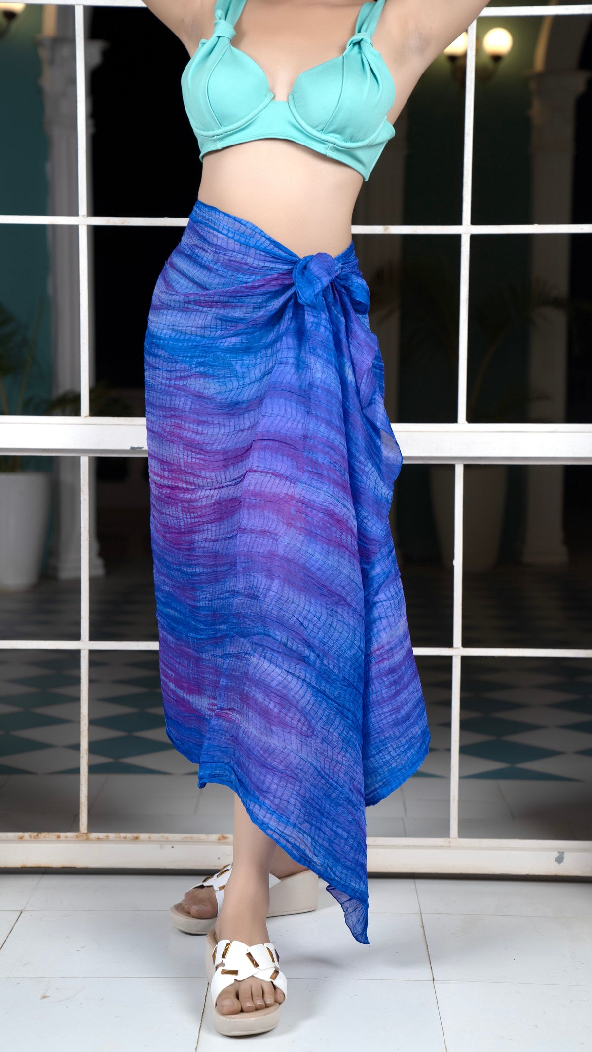 Noroke Silk Ultramarine Silk Sarong - Blue | Grocsy