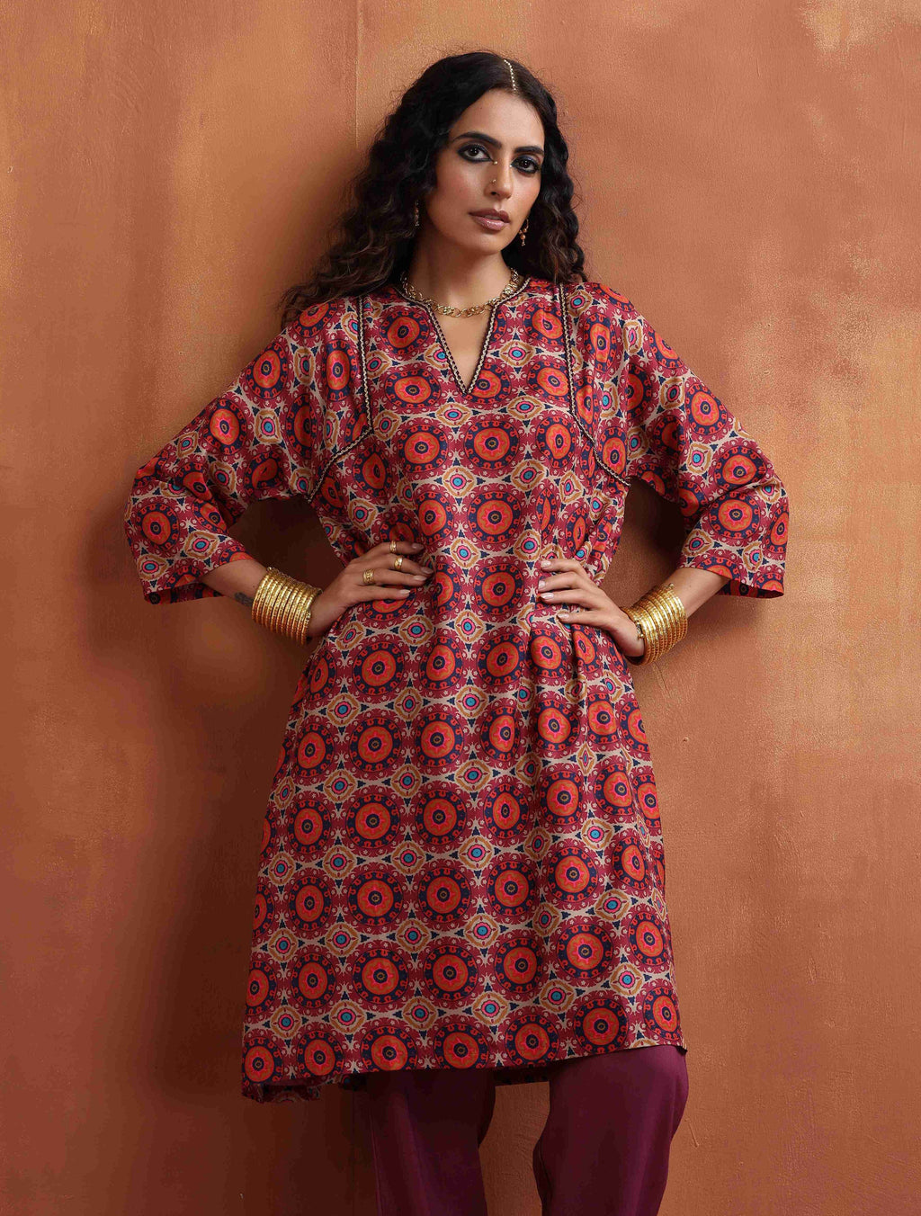 trueBrowns Beige Mandala Print Kurta Co-ord Set | Grocsy