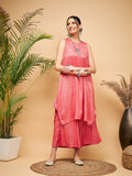 InWeave Women's Red Lurex Short Pallazo Kurta Set | Grocsy