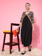Ahalyaa Floral Printed Empire Midi Dress | Grocsy