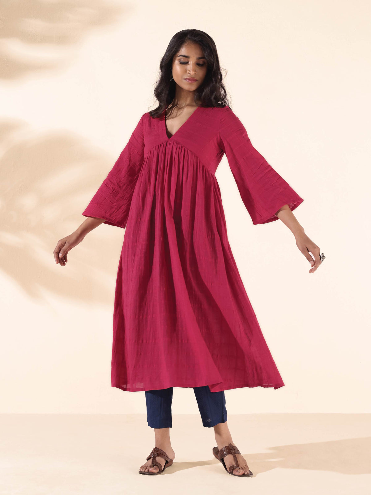 trueBrowns Carrot Cotton Dobby Flared Kurta Pant Set | Grocsy