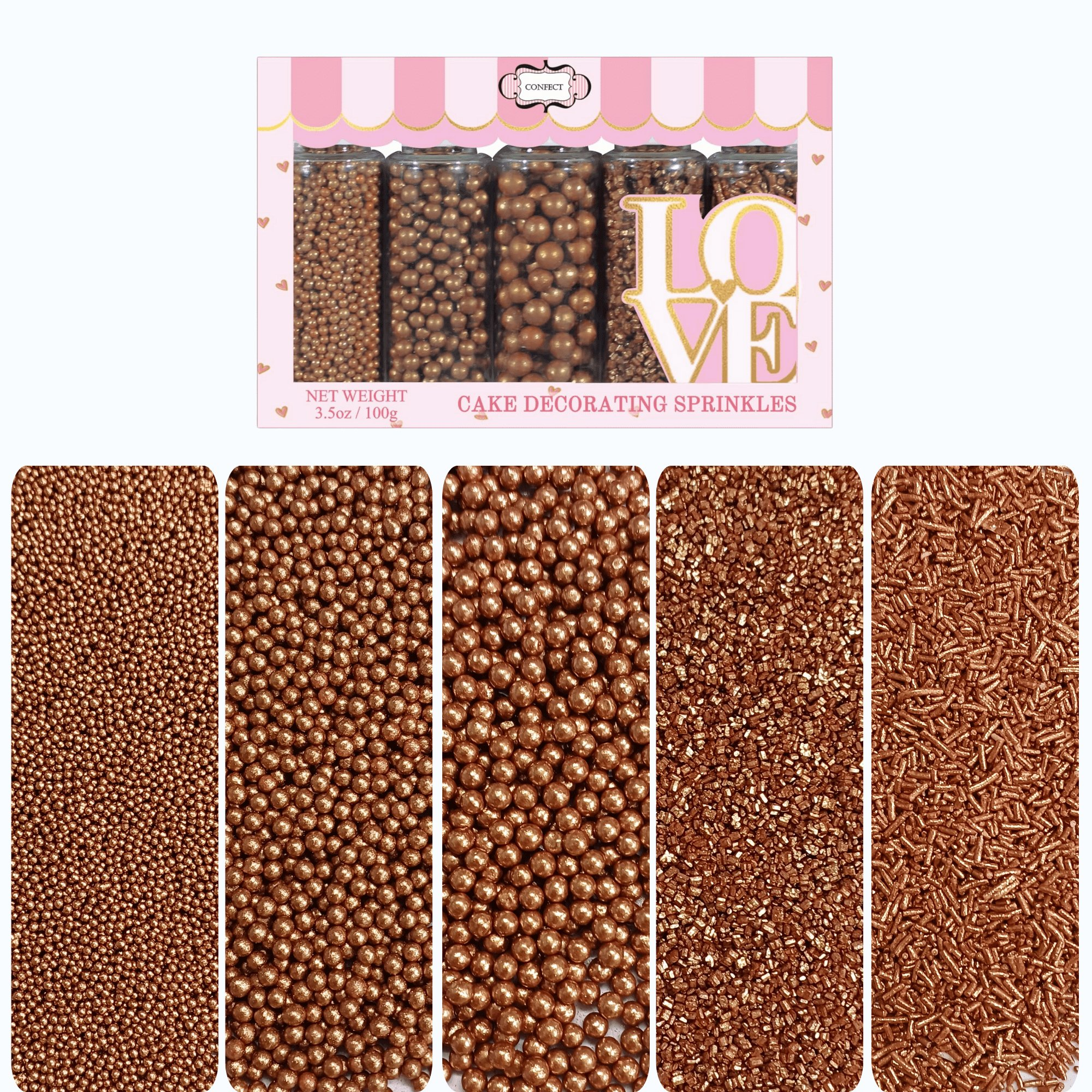 Confect Sprinkles for Cakes & Cupcakes Decoration | USP-21(Bronze) | Grocsy
