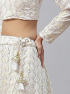 Tulsi Art Impressive White Sequins Bridesmaid Monochrome Lehenga Choli | Grocsy